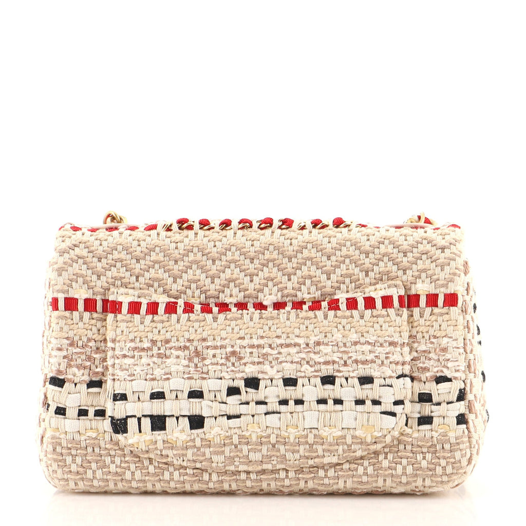 Classic Single Flap Bag Quilted Tweed and Ribbon Mini