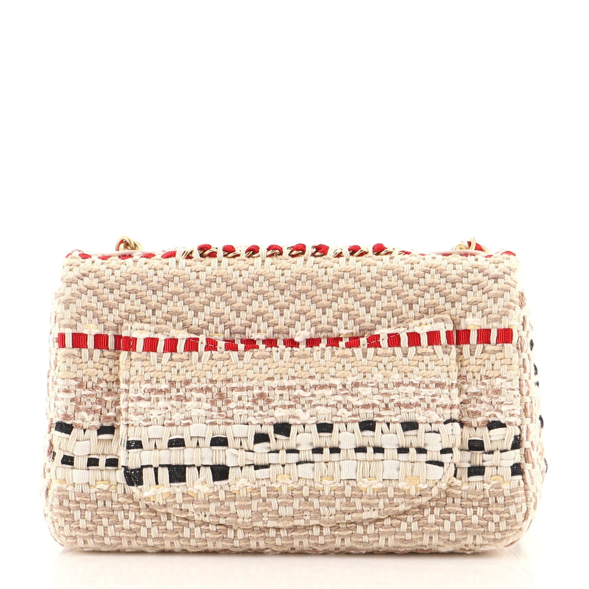Classic Single Flap Bag Quilted Tweed and Ribbon Mini