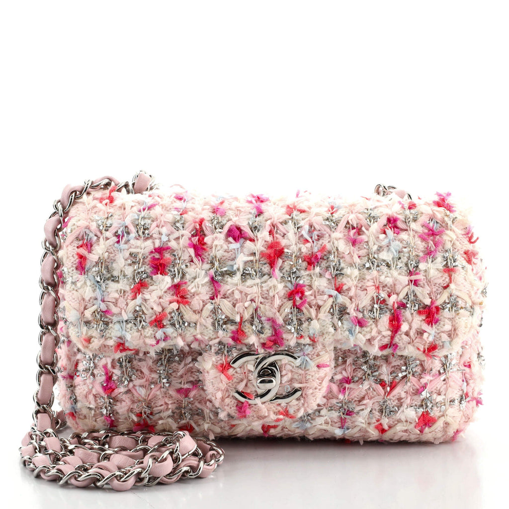 Classic Single Flap Bag Quilted Tweed and Ribbon Mini
