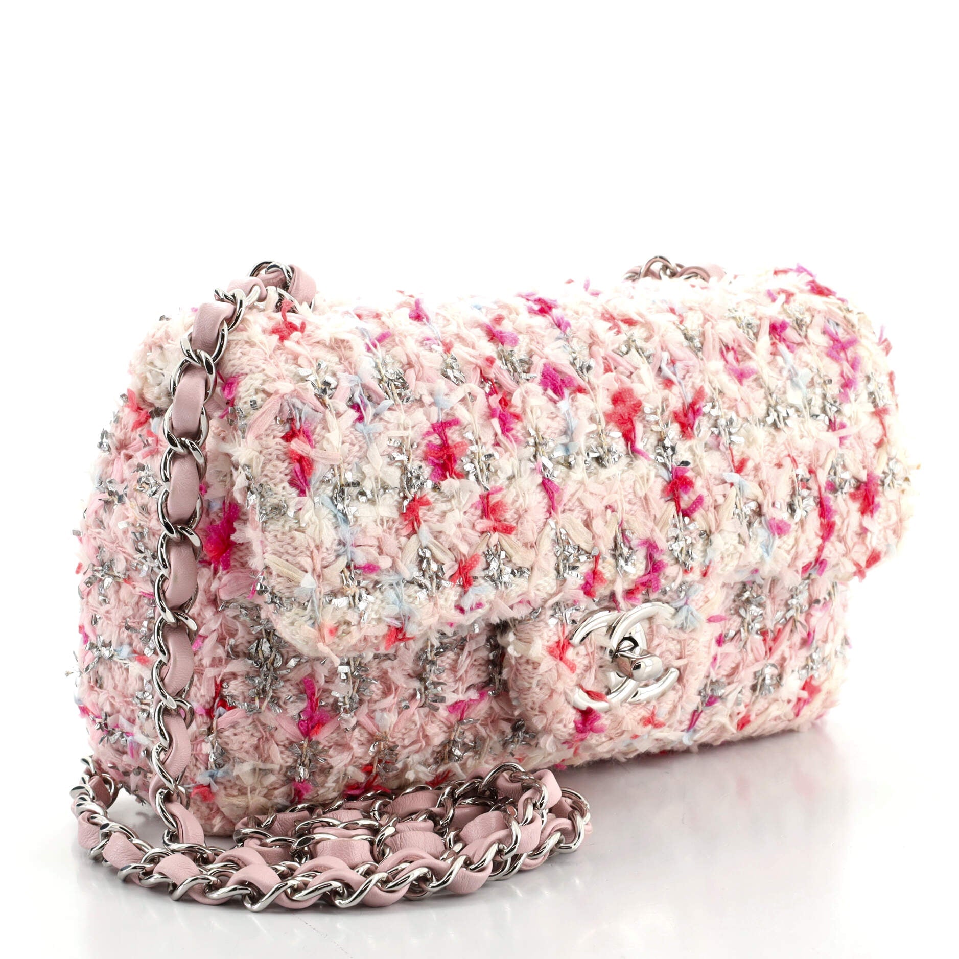 Classic Single Flap Bag Quilted Tweed and Ribbon Mini