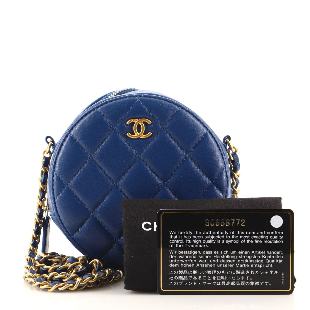 Pearl Crush Round Clutch with Chain Quilted Lambskin