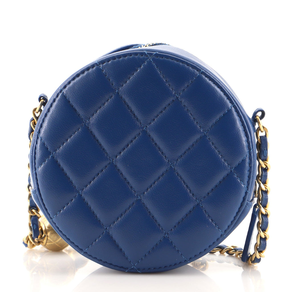 Pearl Crush Round Clutch with Chain Quilted Lambskin
