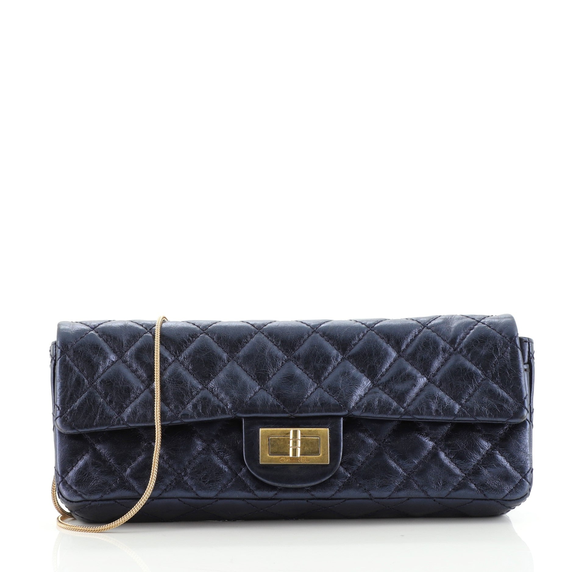 East West Reissue Clutch Quilted Glazed Calfskin Small