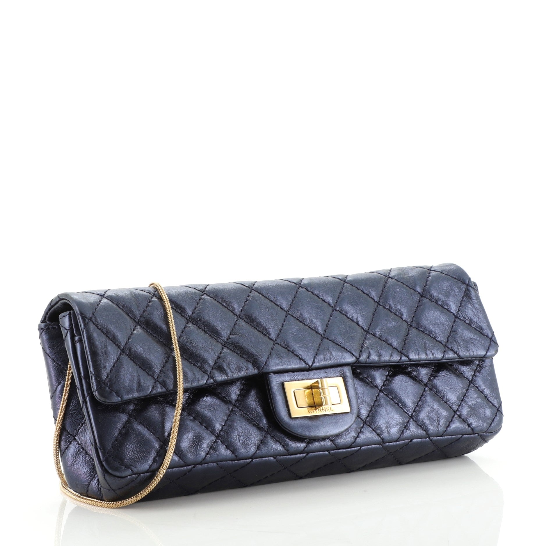 East West Reissue Clutch Quilted Glazed Calfskin Small