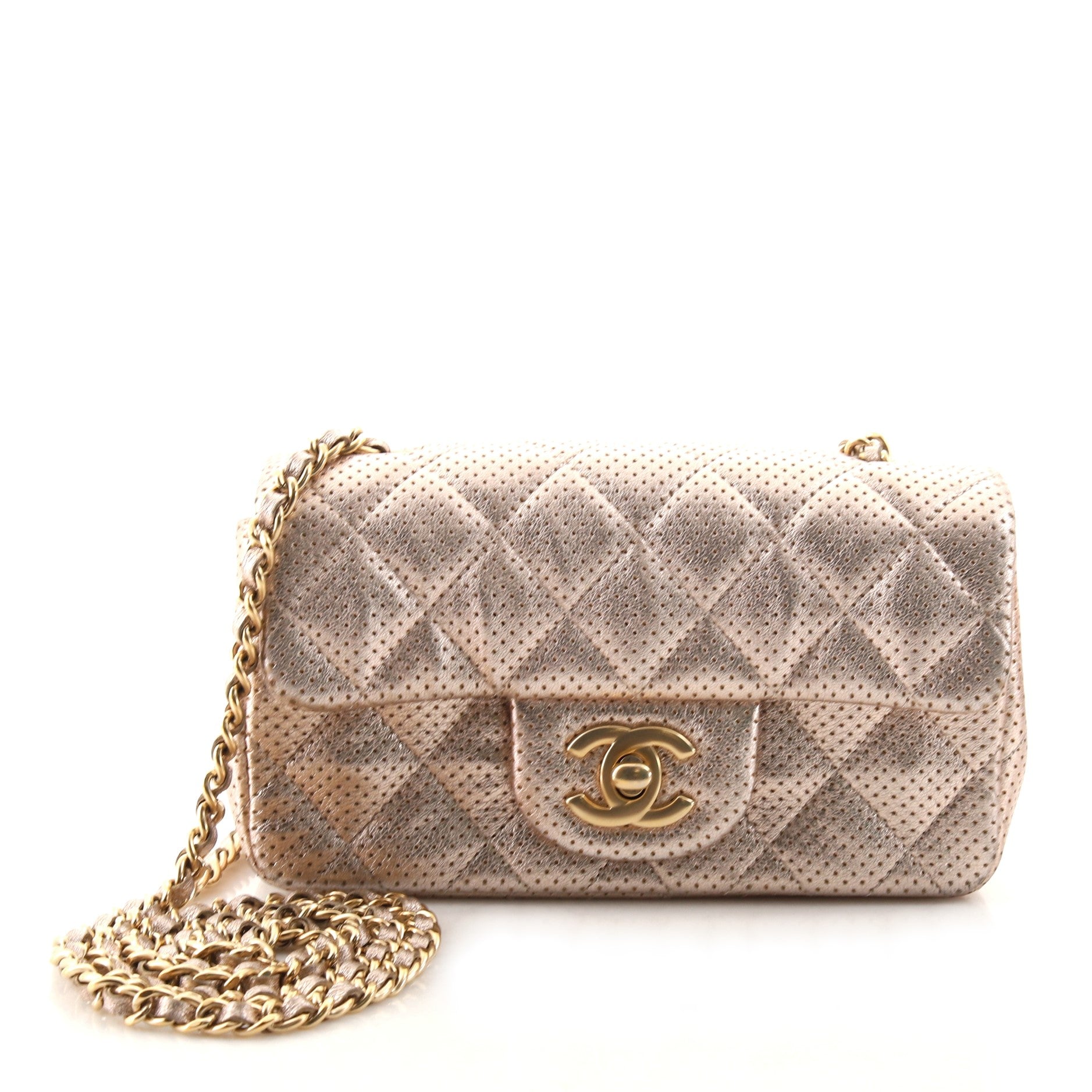 Classic Single Flap Bag Perforated Leather Extra Mini