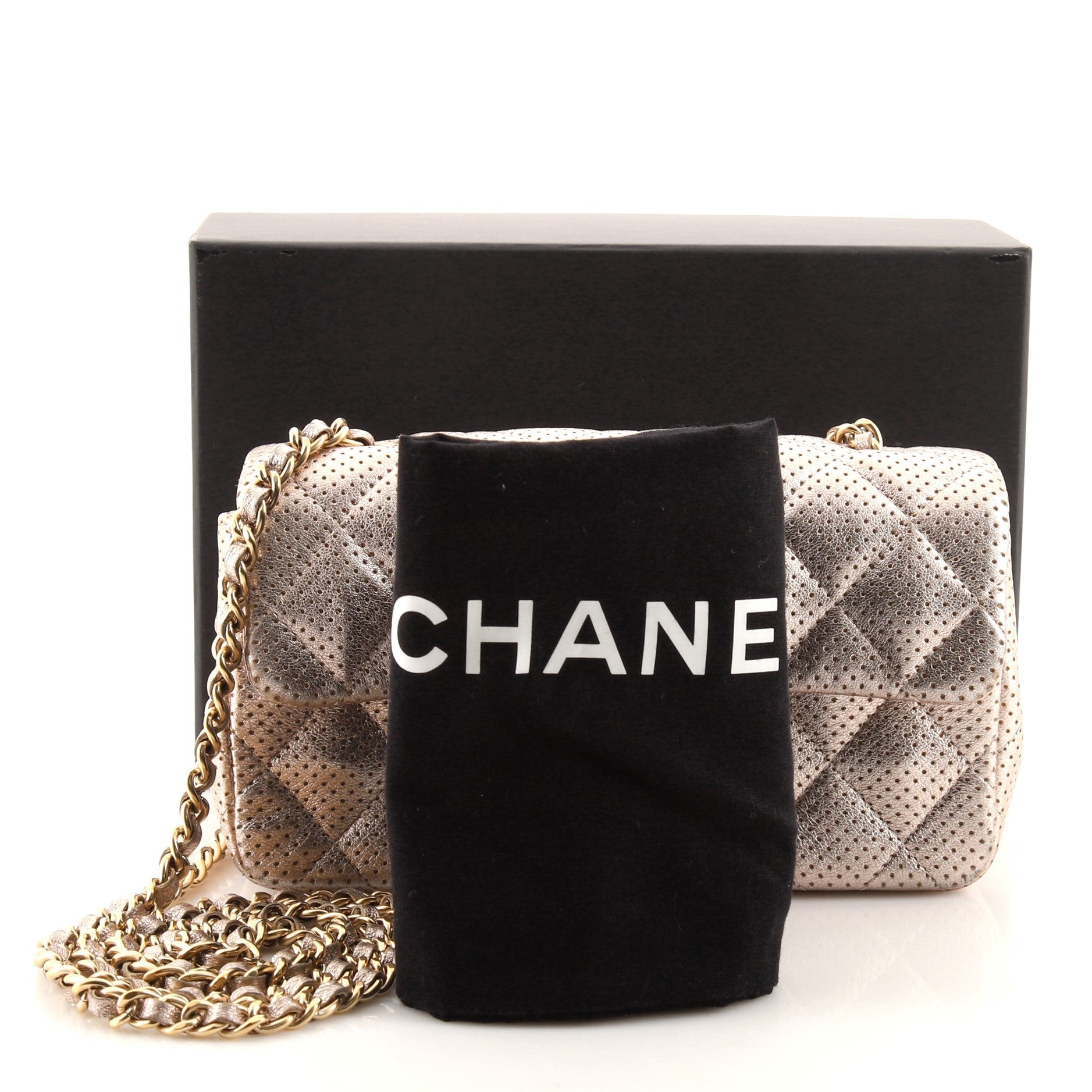 Classic Single Flap Bag Perforated Leather Extra Mini