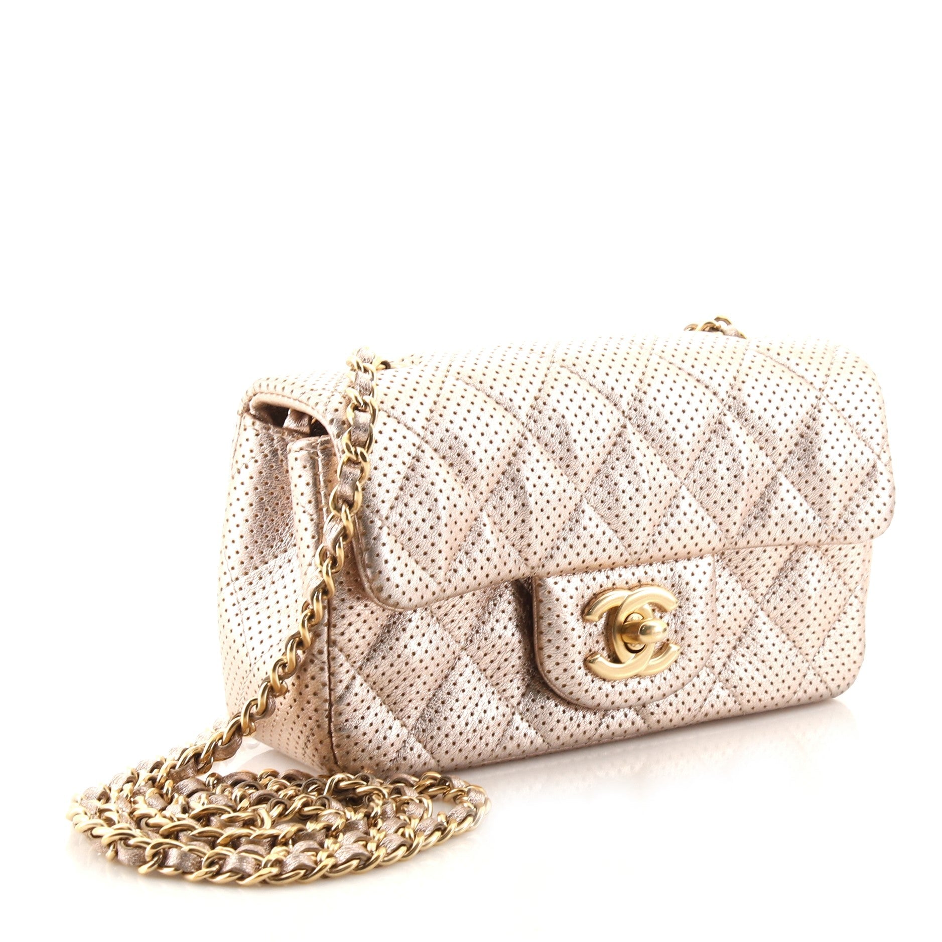 Classic Single Flap Bag Perforated Leather Extra Mini