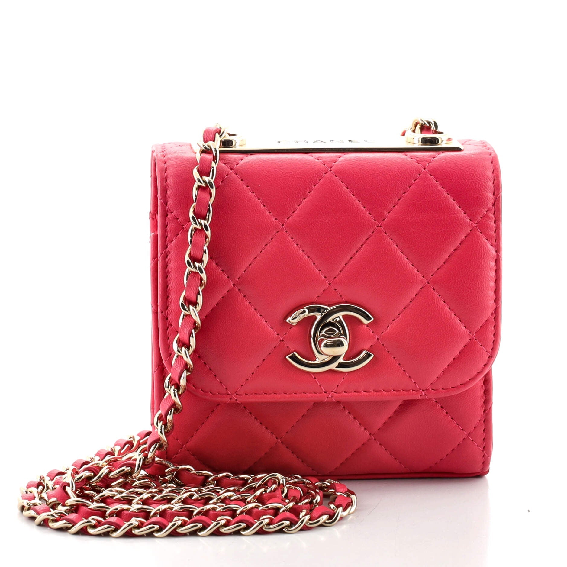 Trendy CC Clutch with Chain Quilted Lambskin Small