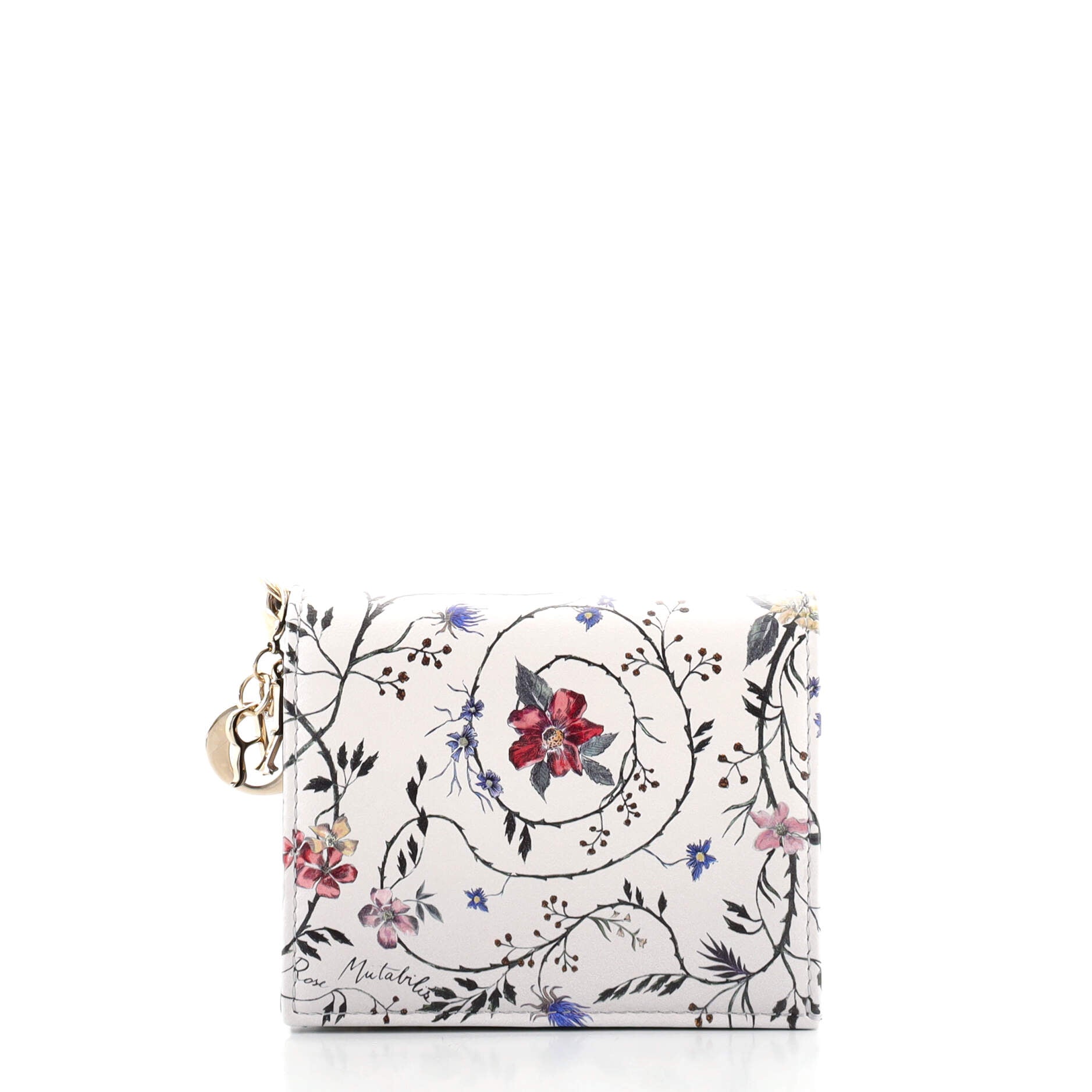 Lady Dior Flap Wallet Printed Leather Mini