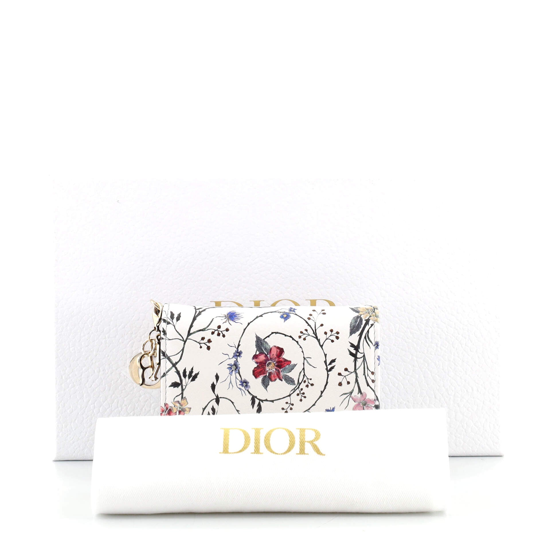Lady Dior Flap Wallet Printed Leather Mini
