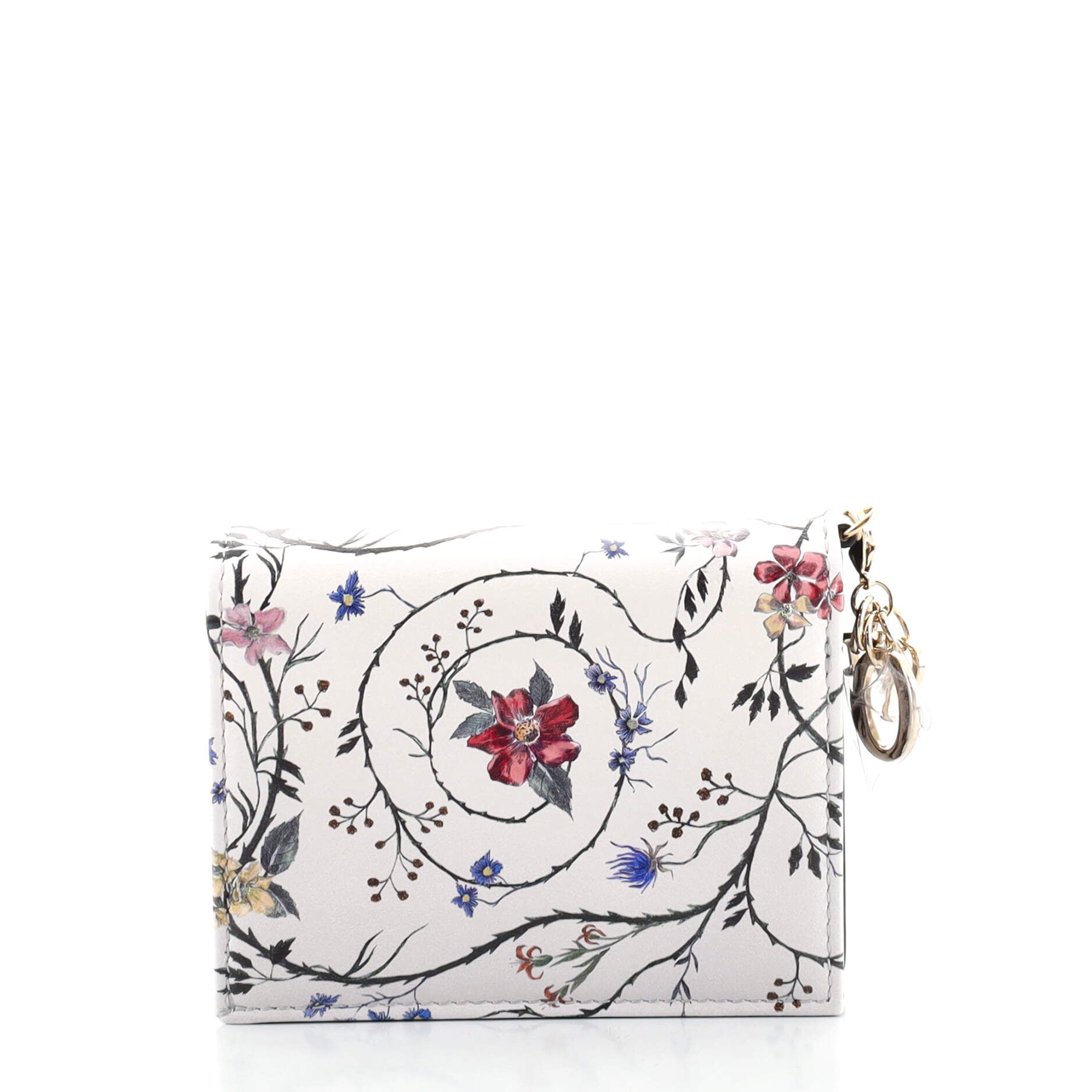 Lady Dior Flap Wallet Printed Leather Mini