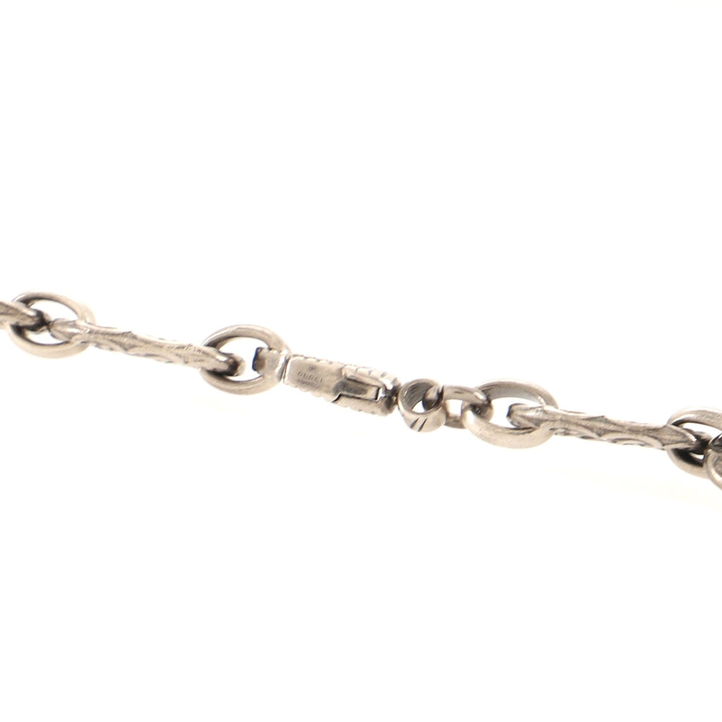 Engraved Interlocking G Chain Link Pendant Necklace Sterling Silver Large