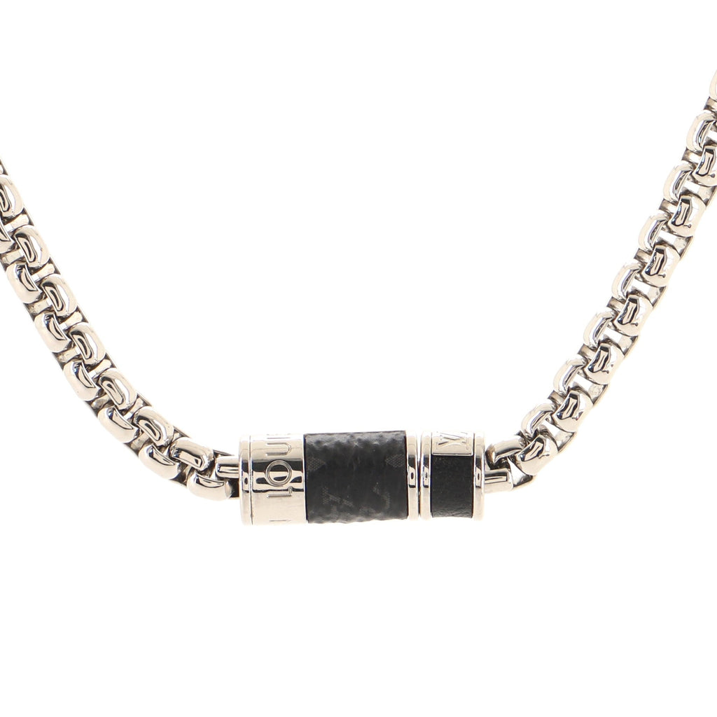 Monogram Chain Necklace Metal with Monogram Eclipse Canvas