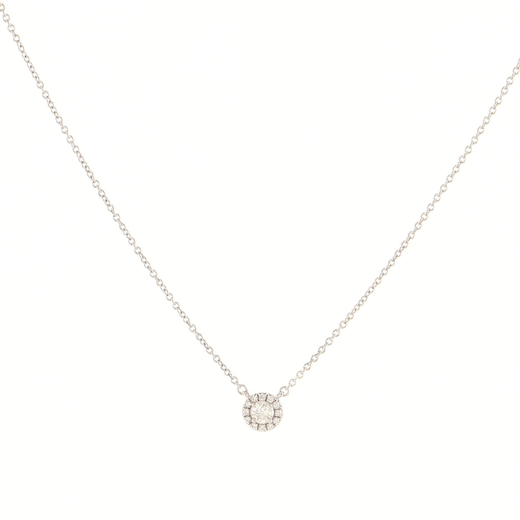 Soleste Round Pendant Necklace Platinum with Diamonds