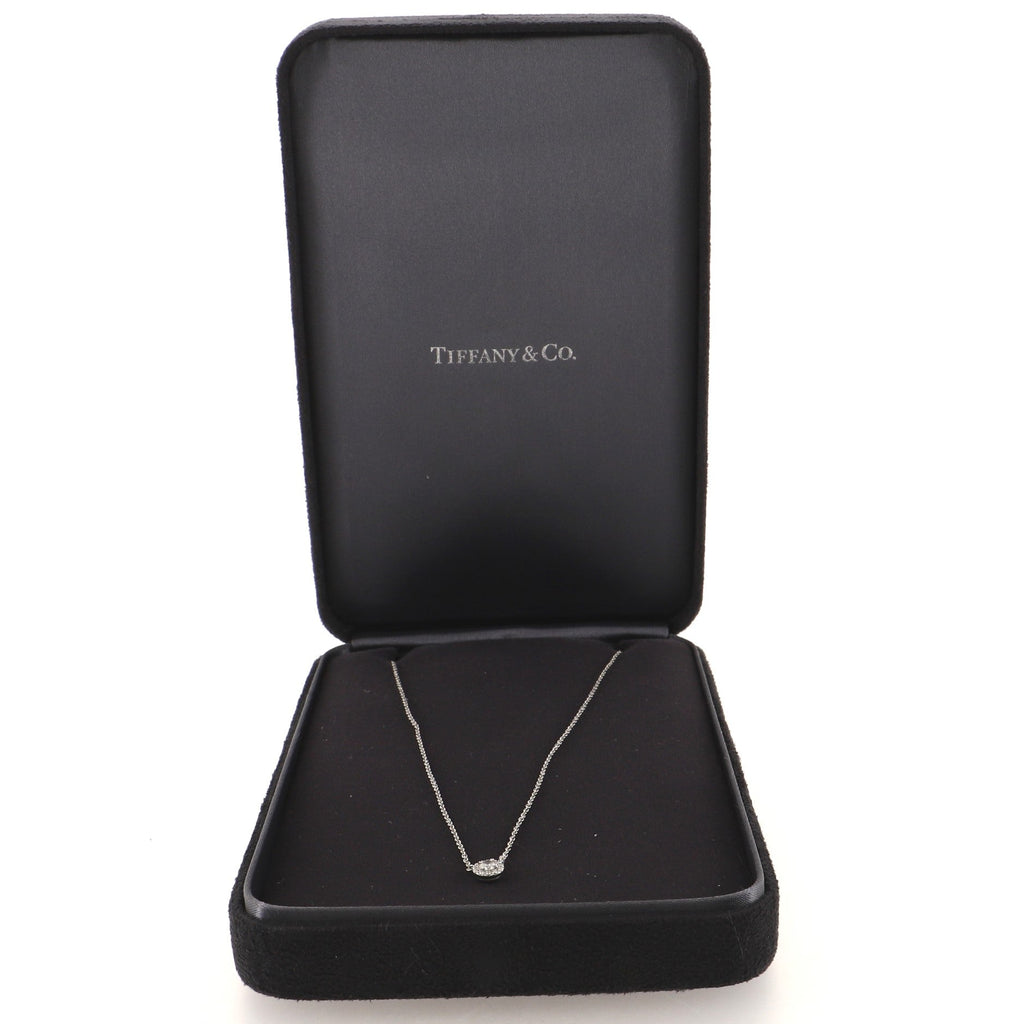 Soleste Round Pendant Necklace Platinum with Diamonds