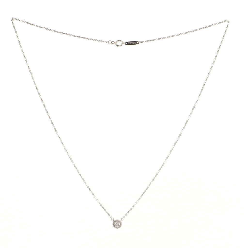 Soleste Round Pendant Necklace Platinum with Diamonds