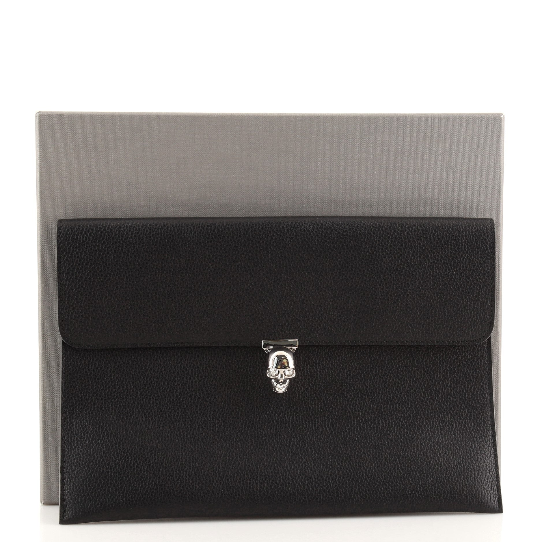 Skull Envelope Clutch Leather