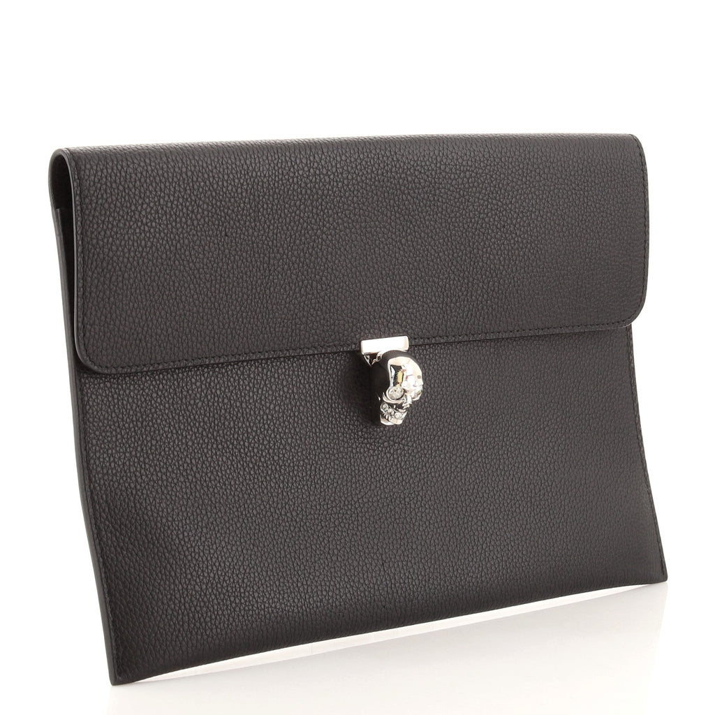 Skull Envelope Clutch Leather