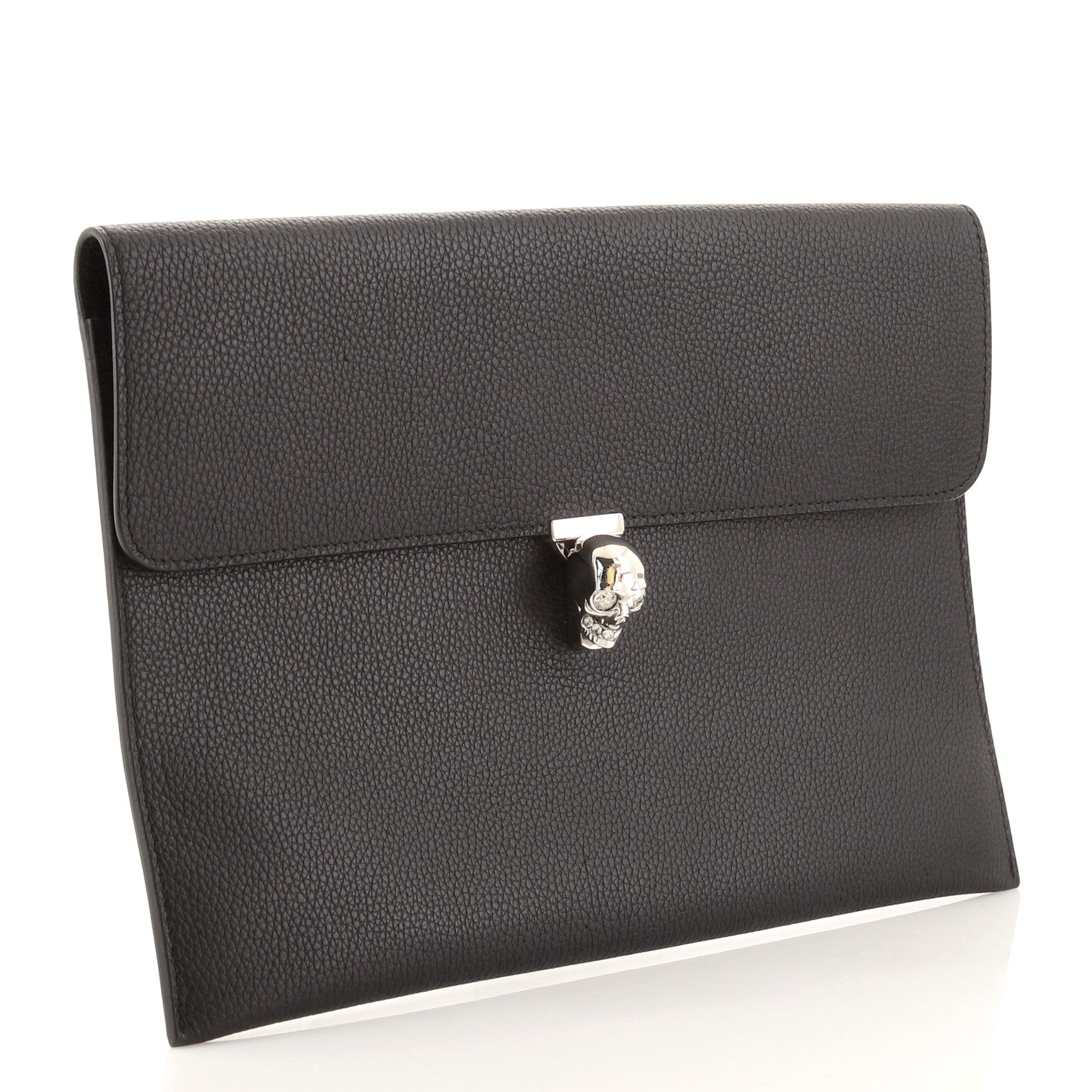 Skull Envelope Clutch Leather