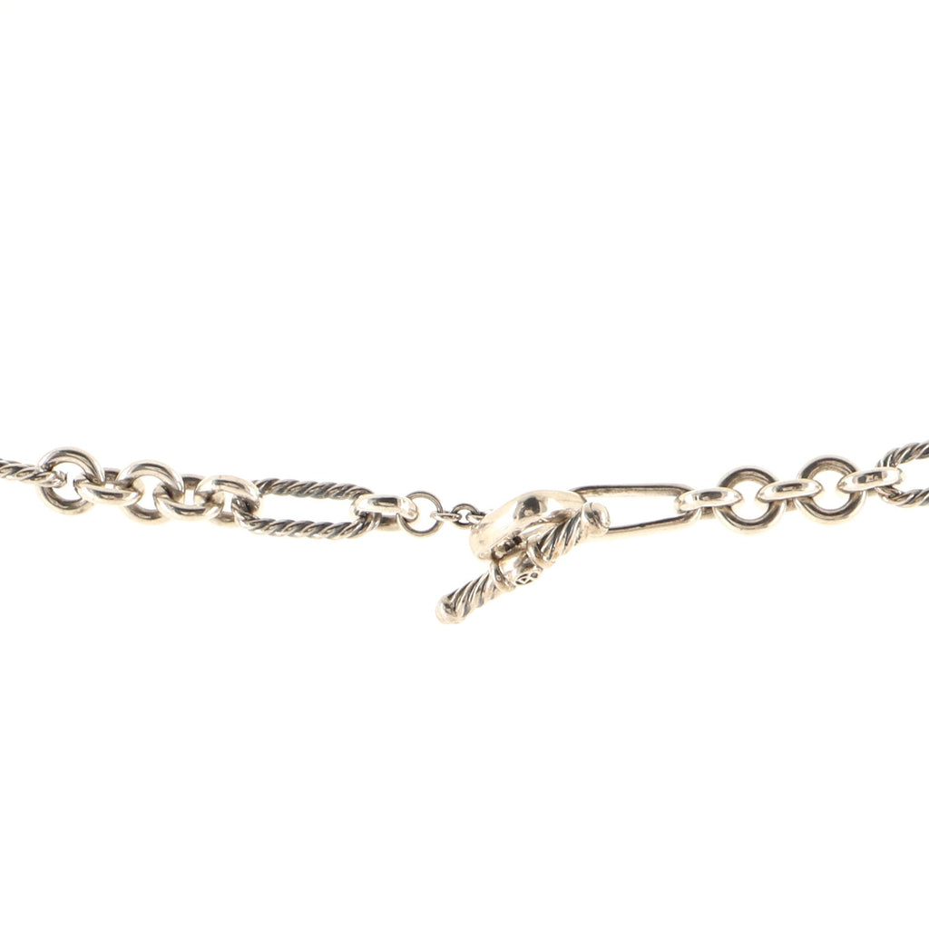 Figaro Chain Necklace Sterling Silver with 18K Yellow Gold and Pearls