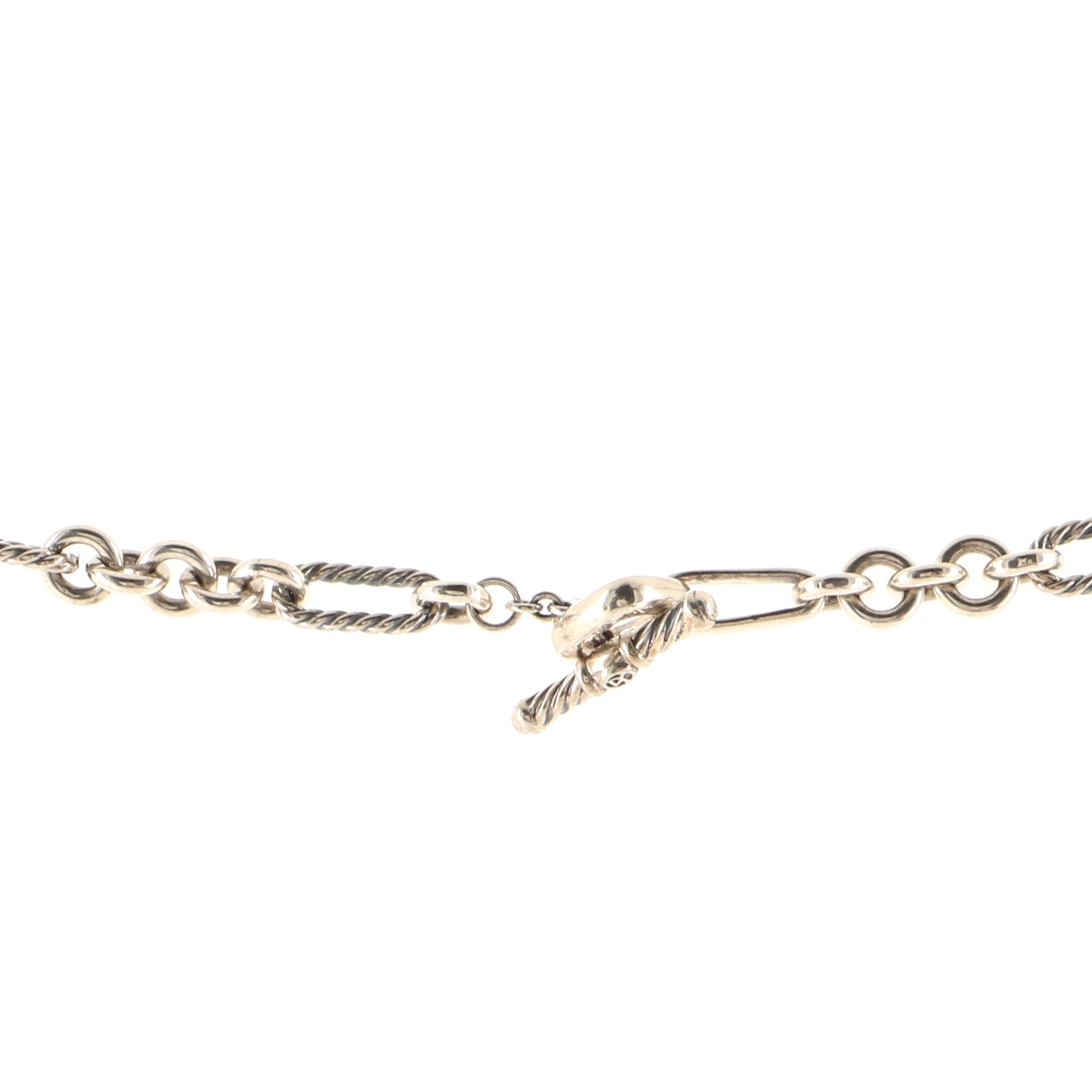 Figaro Chain Necklace Sterling Silver with 18K Yellow Gold and Pearls