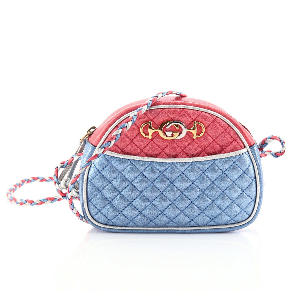 Trapuntata Camera Shoulder Bag Quilted Laminated Leather Mini