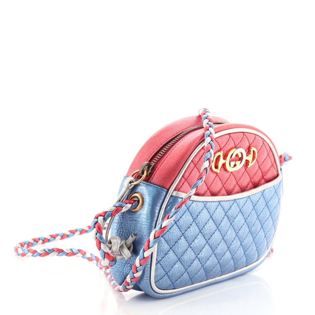 Trapuntata Camera Shoulder Bag Quilted Laminated Leather Mini