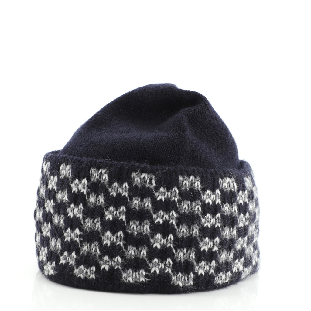 CC Beanie Checkered Knit Wool XS