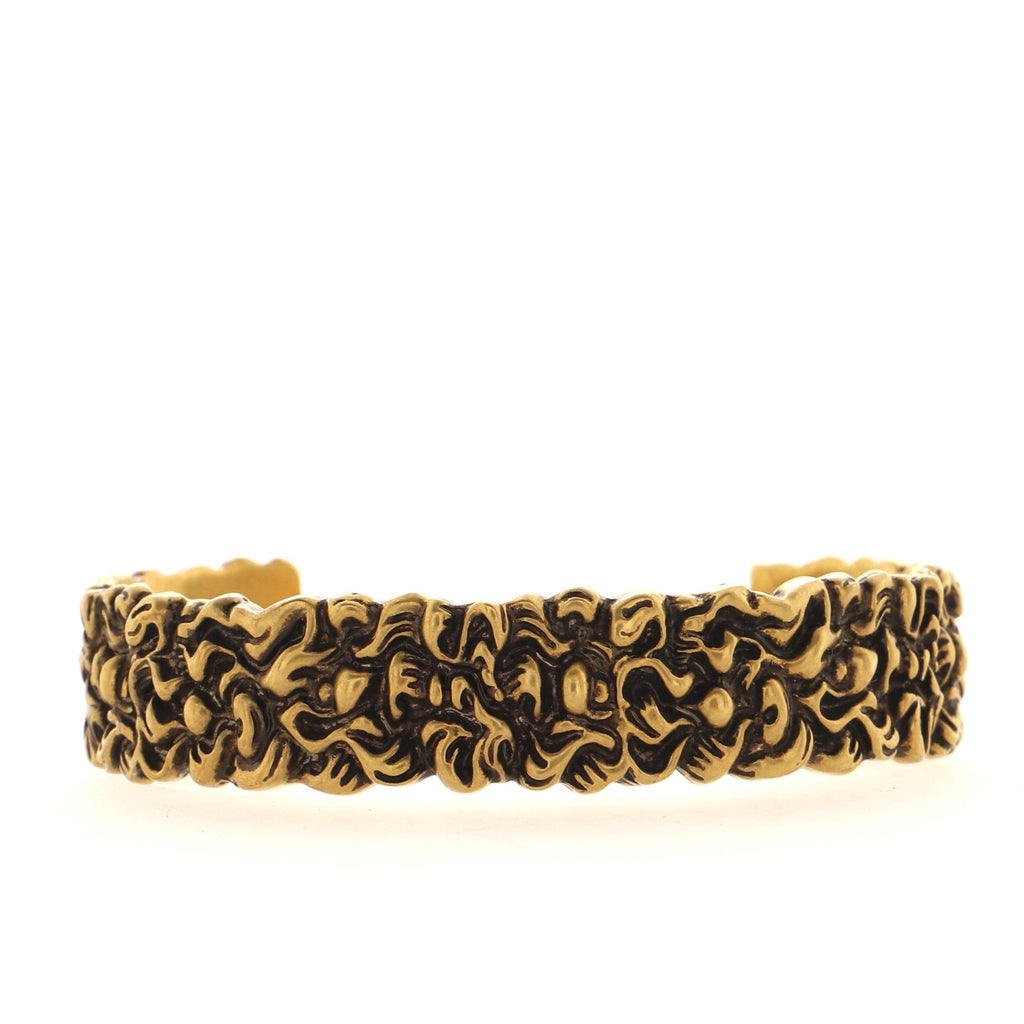 Lion Mane Cuff Bracelet Engraved Metal Medium