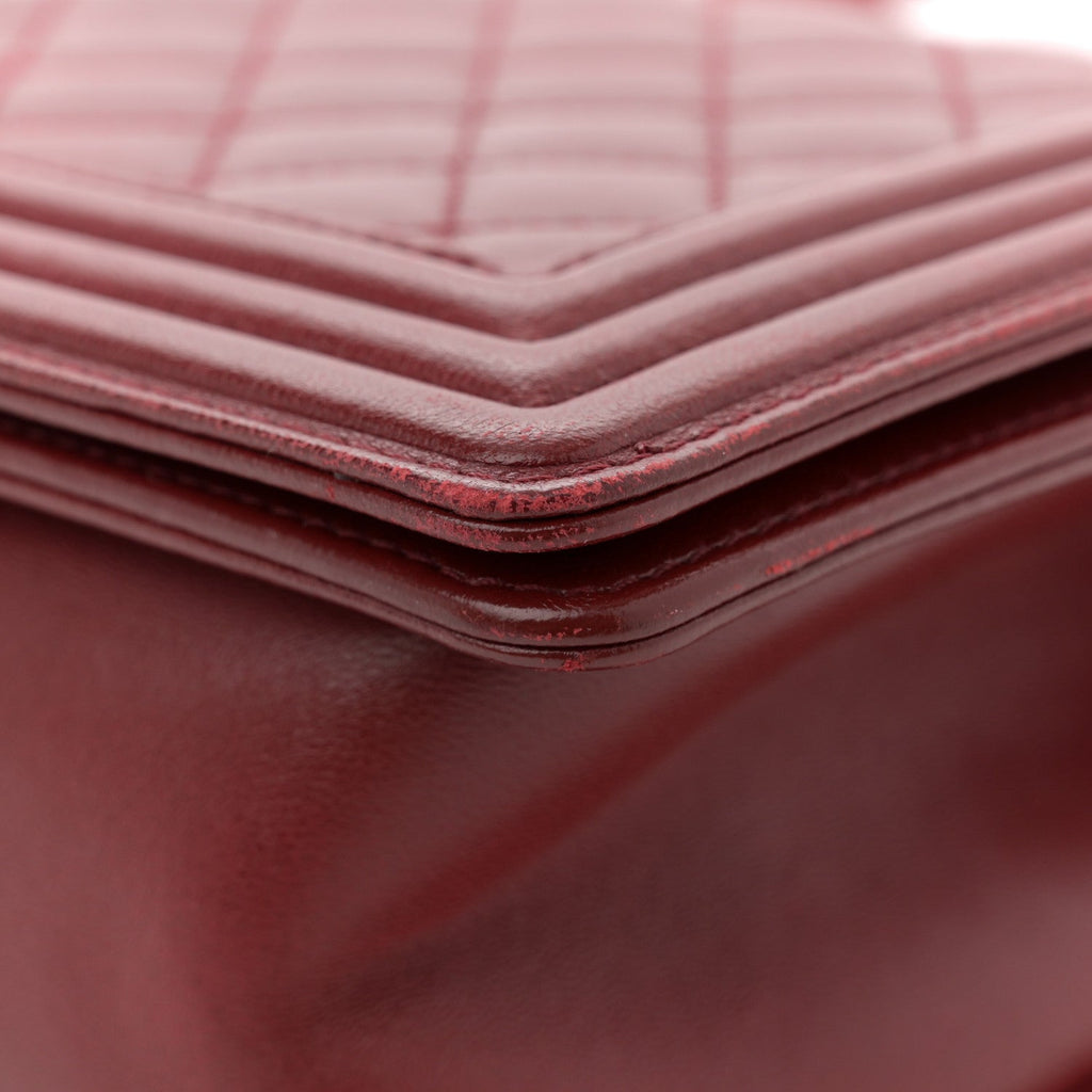 Lambskin Quilted Medium Boy Flap Red