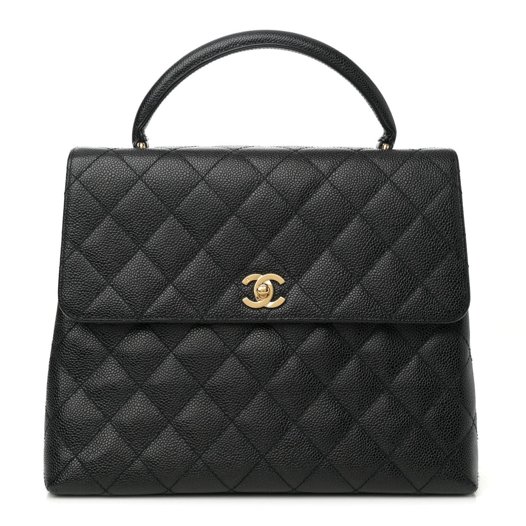 Caviar Quilted Jumbo Kelly Flap Black