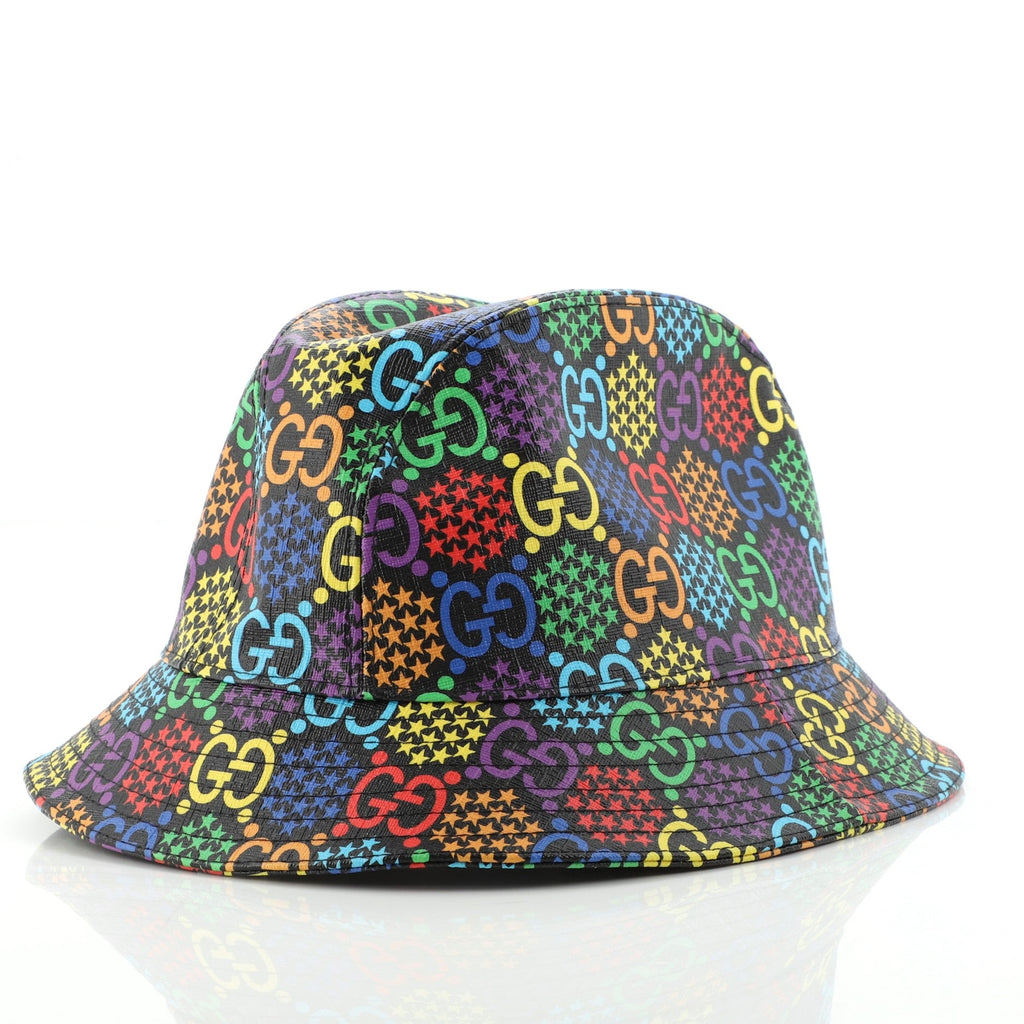 Bucket Hat Psychedelic Print GG Coated Canvas Large