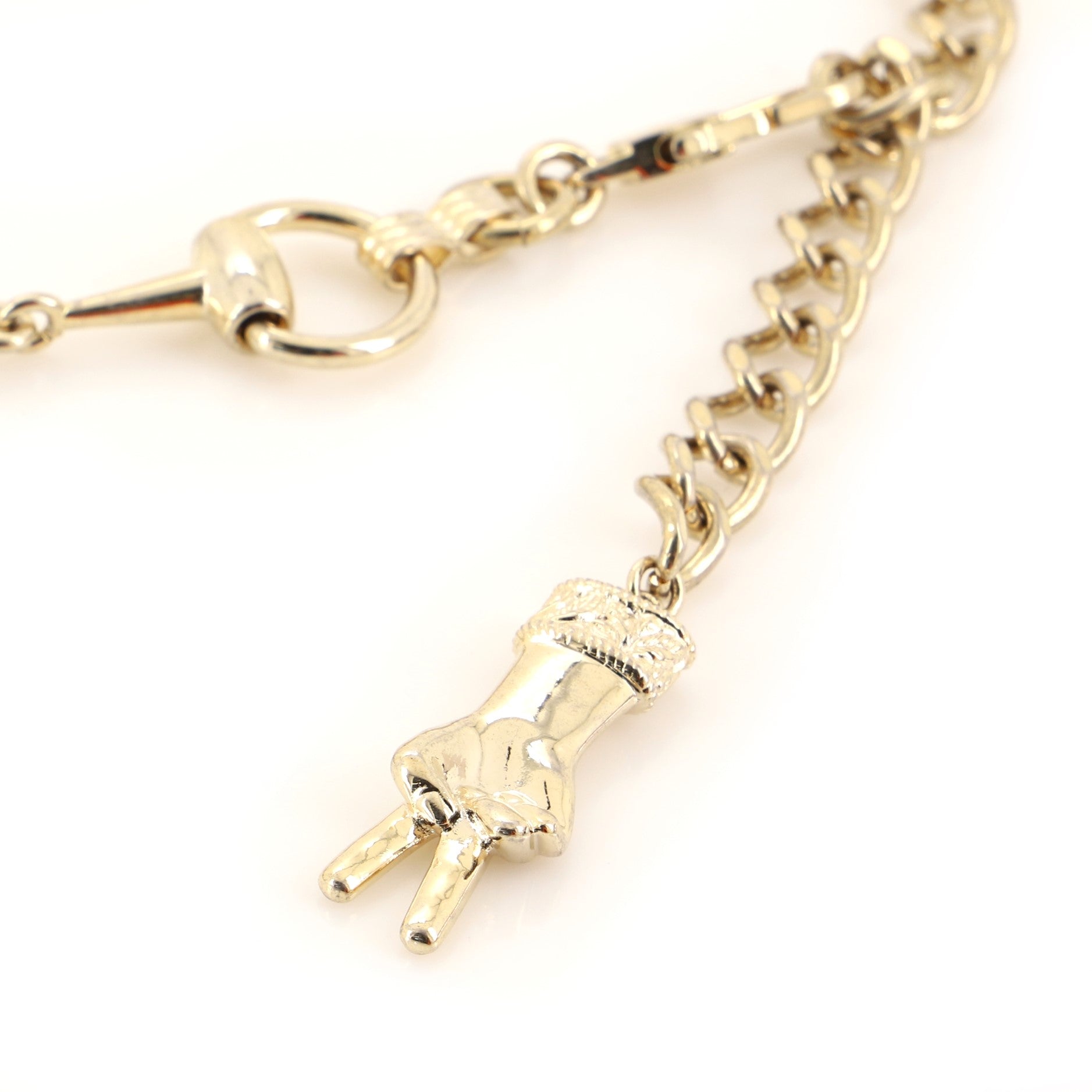 Horsebit Chain Belt with Glove Charm Metal 105