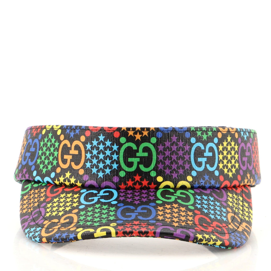 Sun Visor Psychedelic Print GG Coated Canvas Large