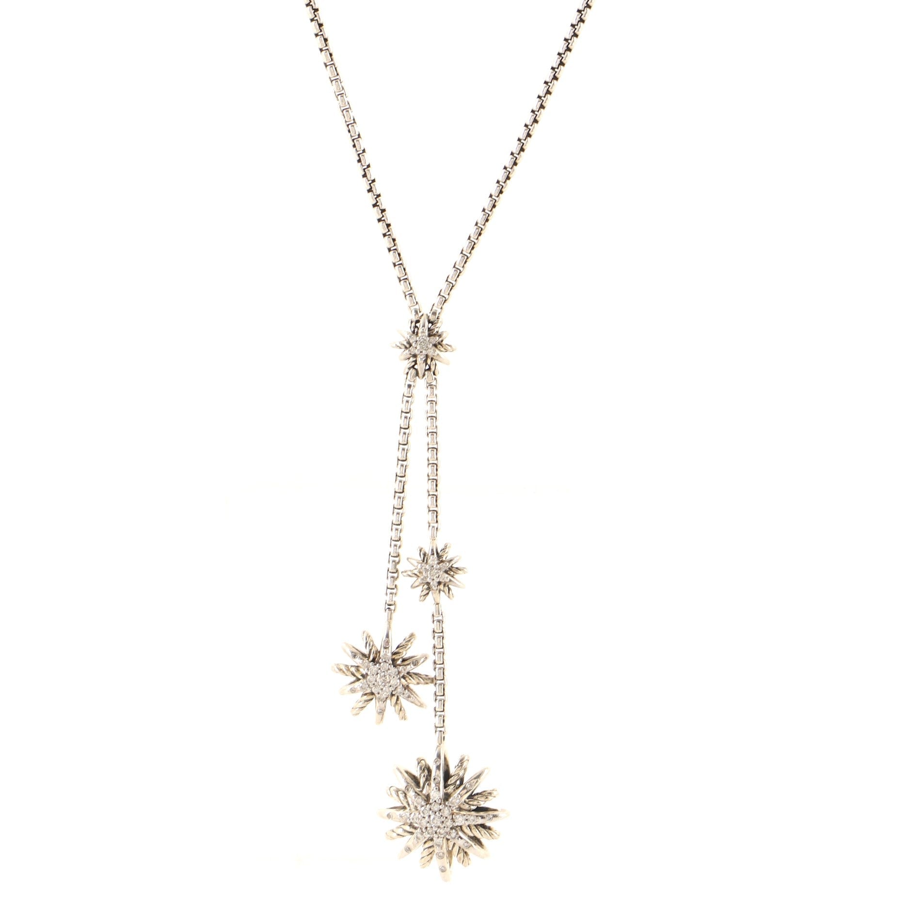 Starburst Y-Necklace Sterling Silver with Diamonds