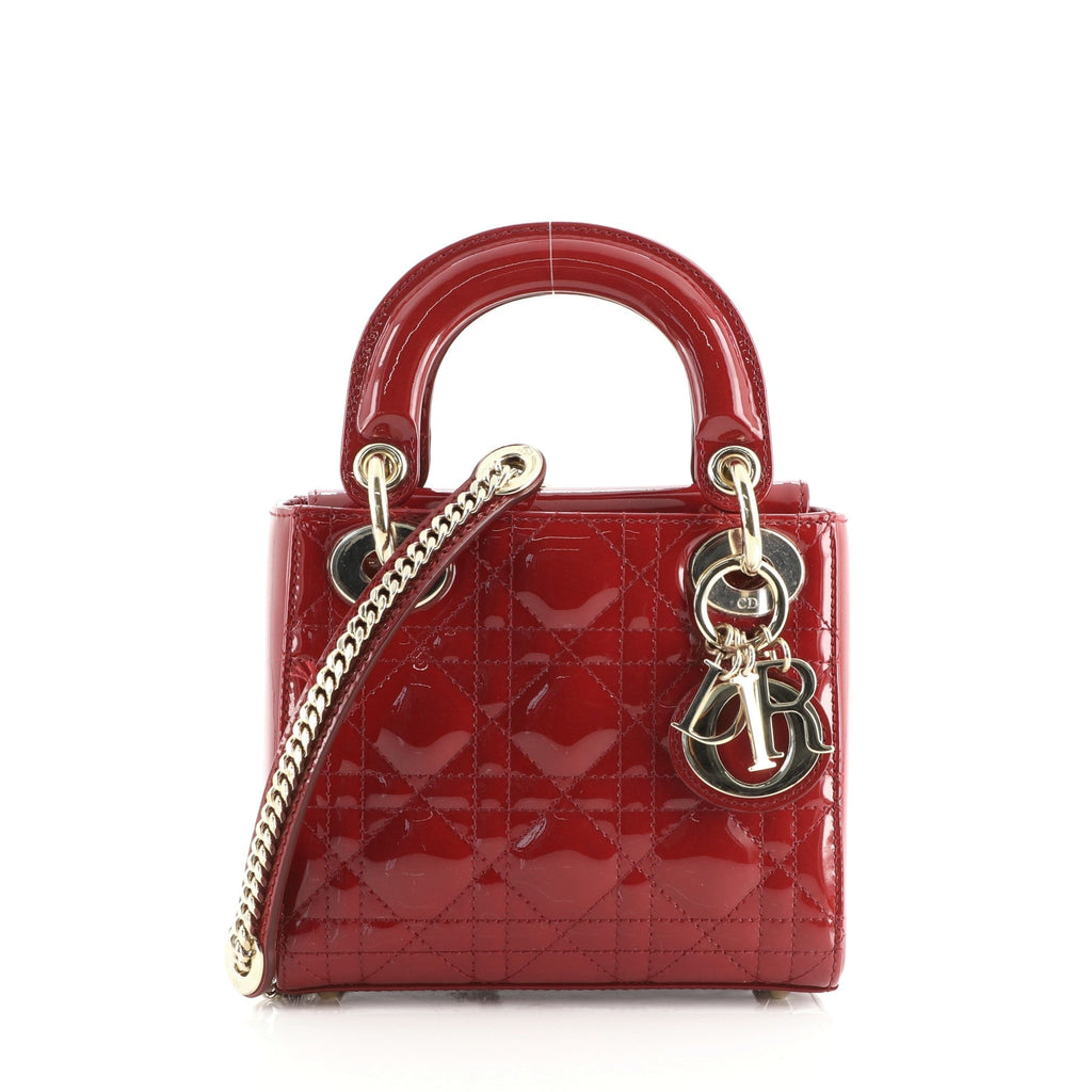 Lady Dior Chain Bag Cannage Quilt Patent Mini