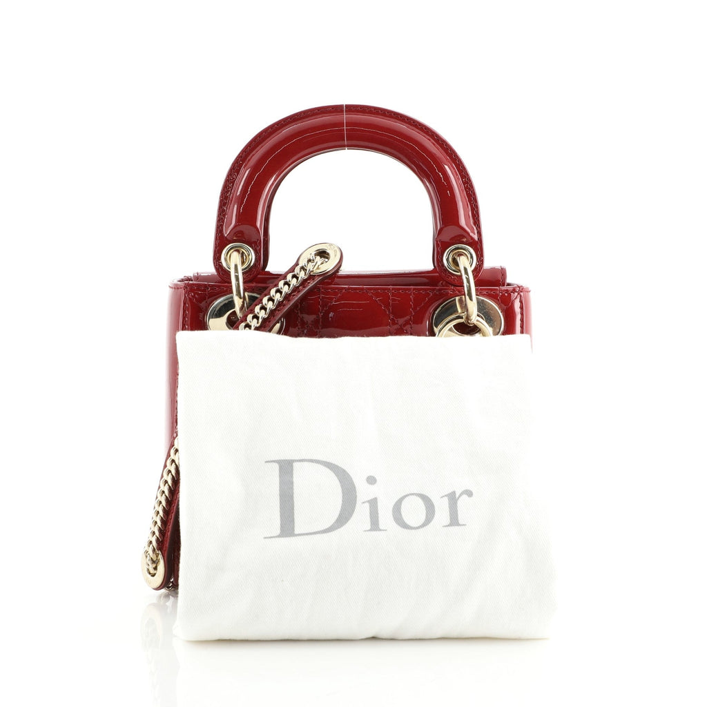 Lady Dior Chain Bag Cannage Quilt Patent Mini