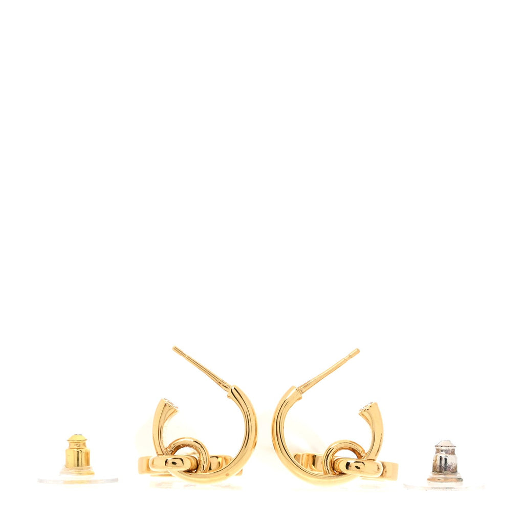 Pearl CC Hoop Drop Earrings  Gold Pearly White
