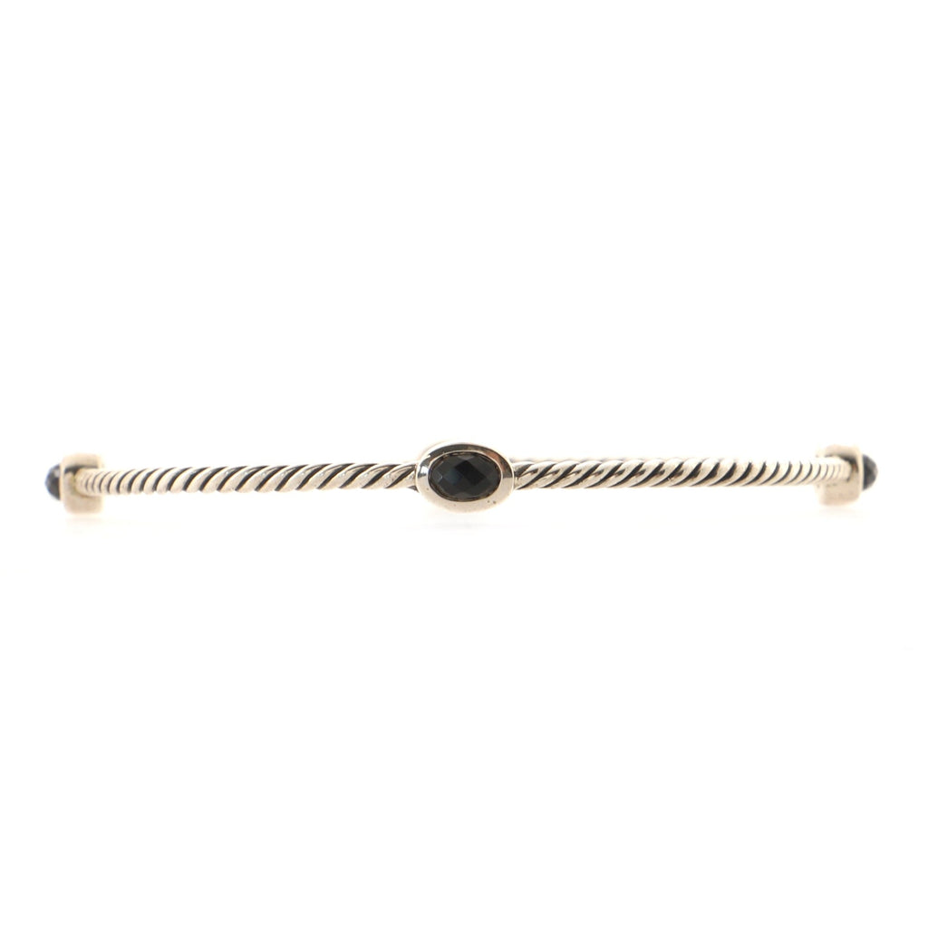 Color Classics Four Station Bangle Bracelet Sterling Silver with Black Onyx 2.5mm