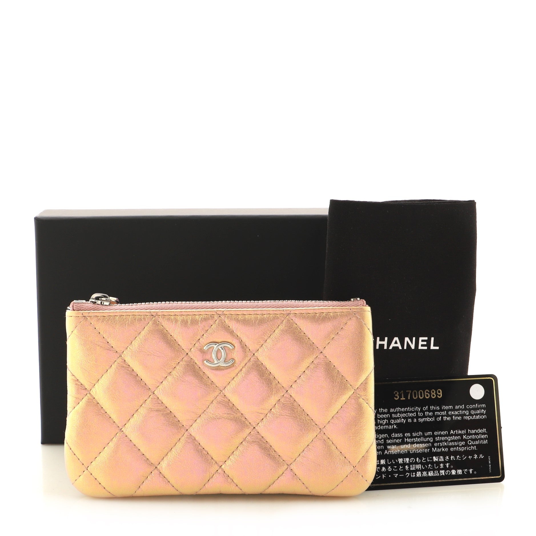 Classic O Case Pouch Quilted Iridescent Calfskin Mini