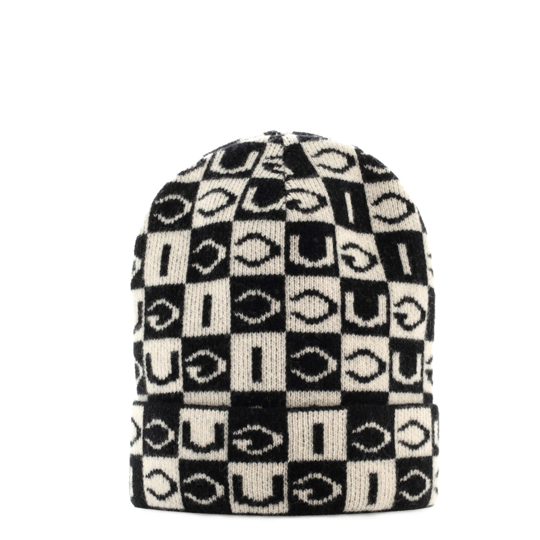 Checkered Logo Beanie Knit Wool Large