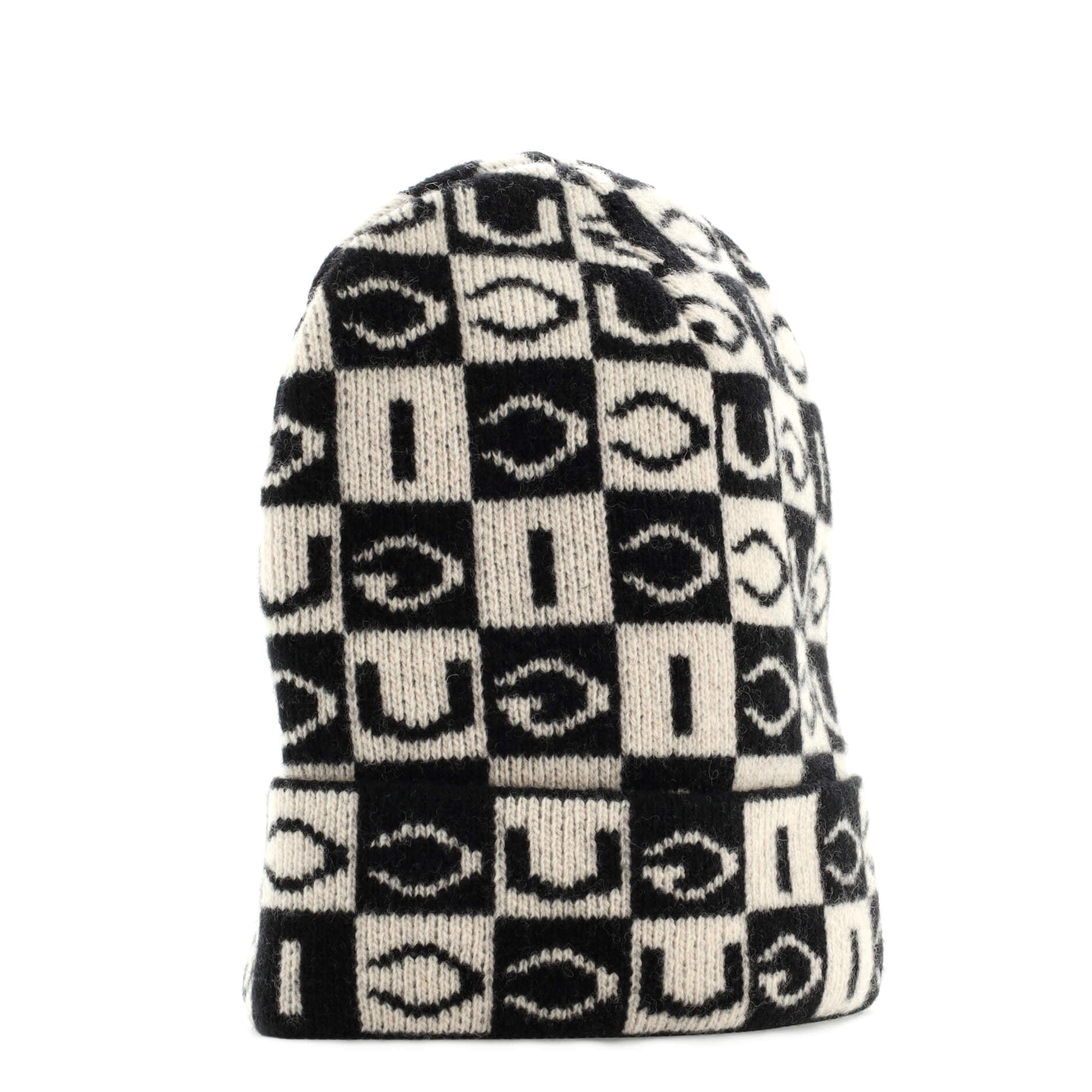 Checkered Logo Beanie Knit Wool Large