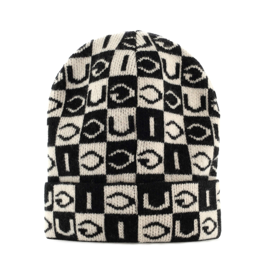 Checkered Logo Beanie Knit Wool Large