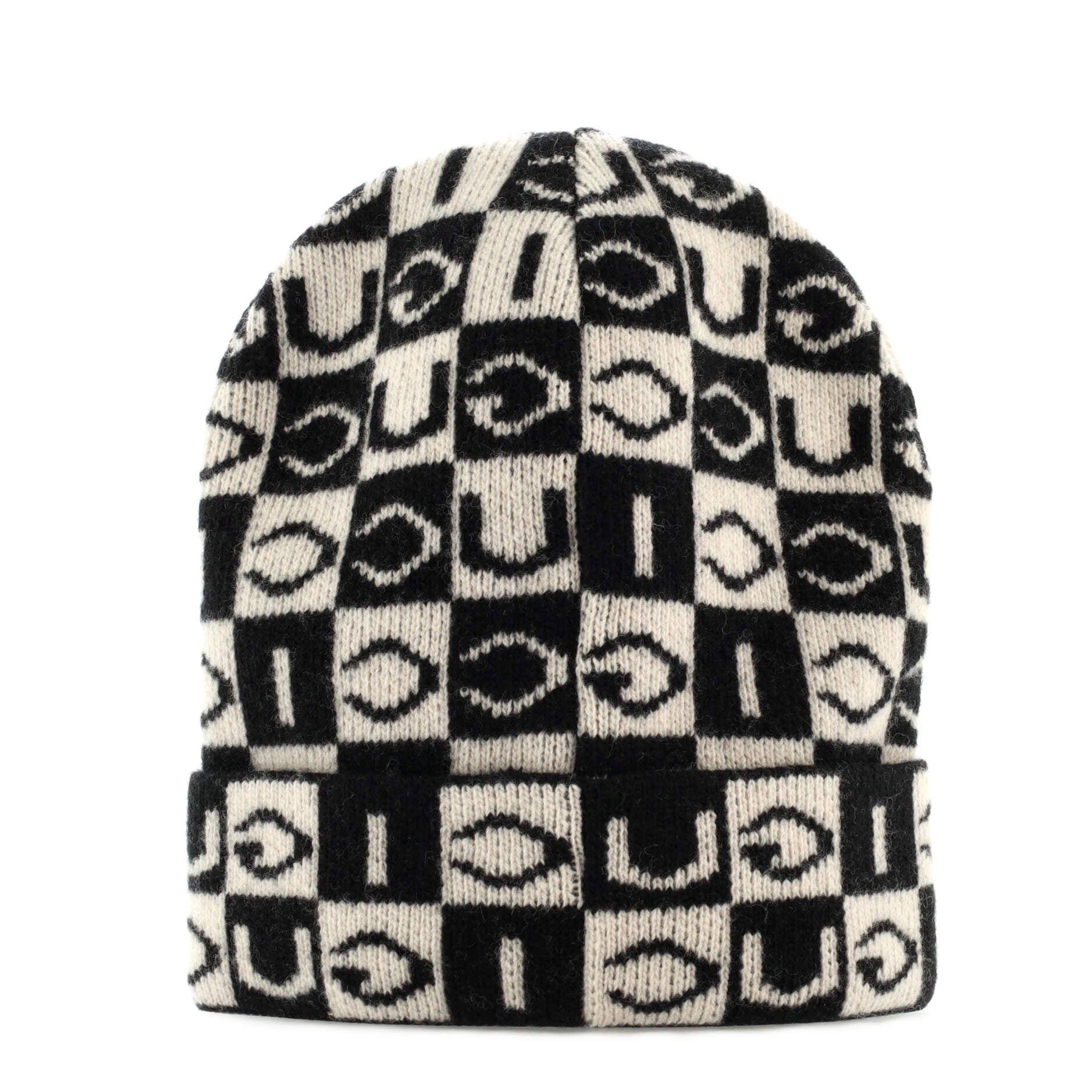 Checkered Logo Beanie Knit Wool Large