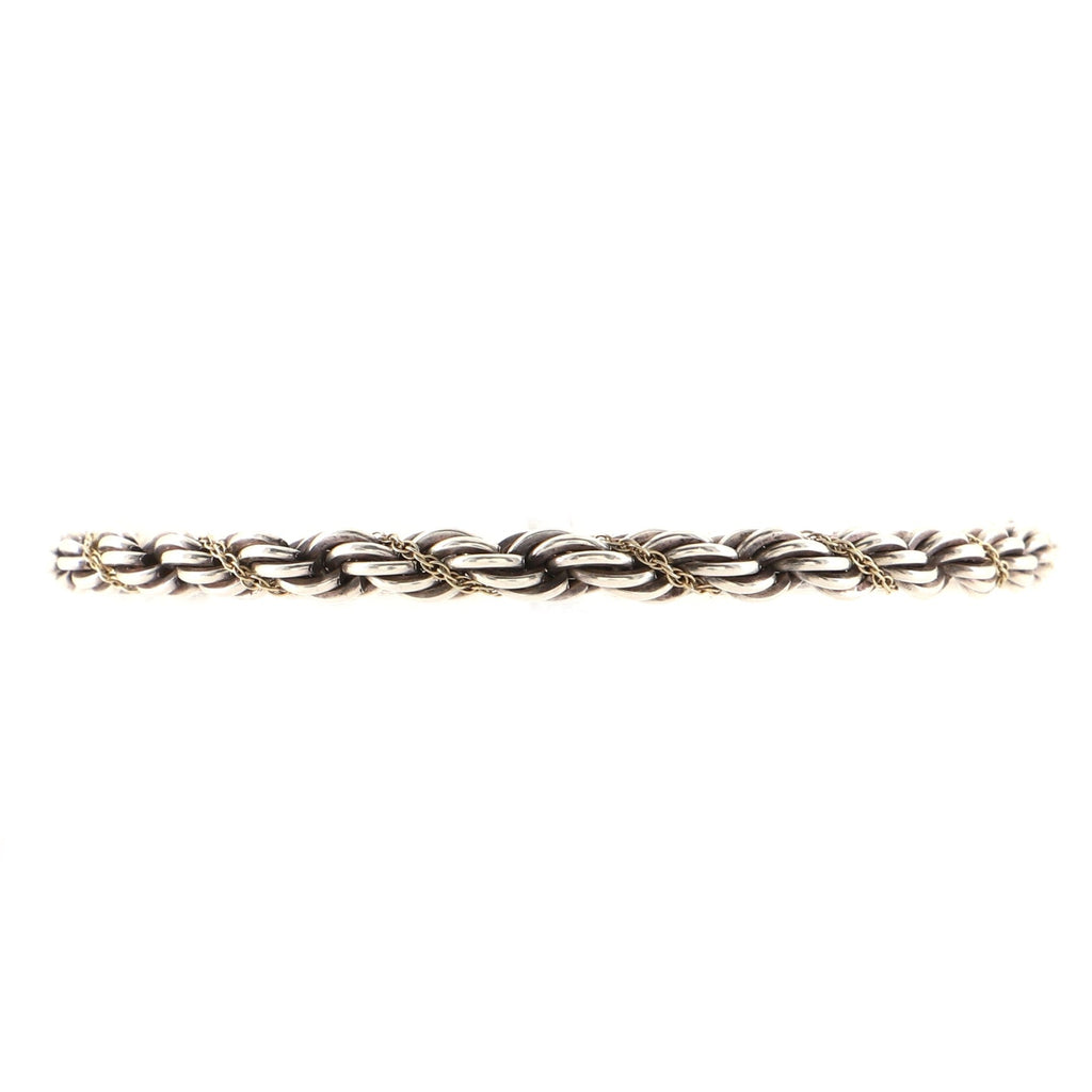 Rope Chain Bracelet Sterling Silver with 18K Yellow Gold