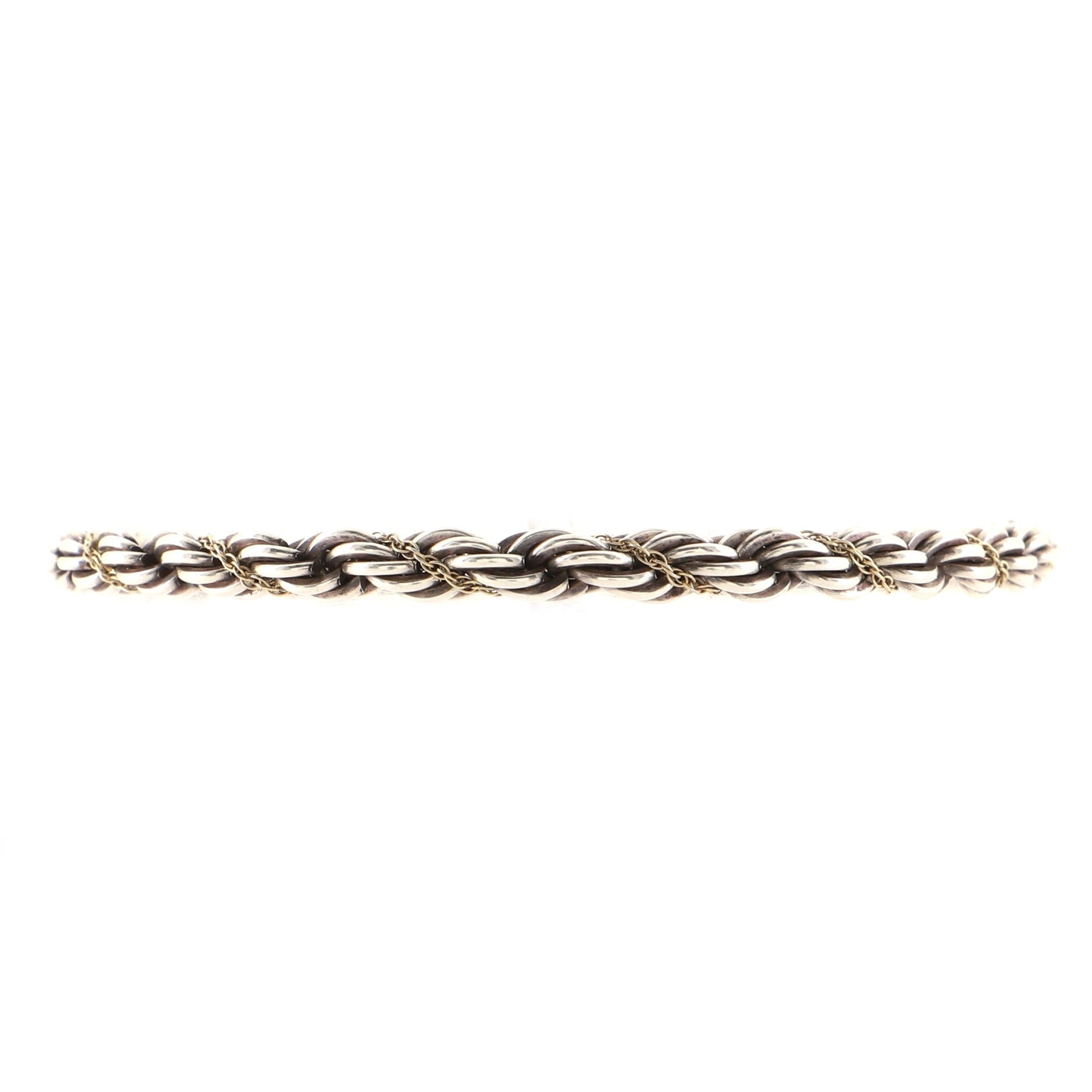 Rope Chain Bracelet Sterling Silver with 18K Yellow Gold