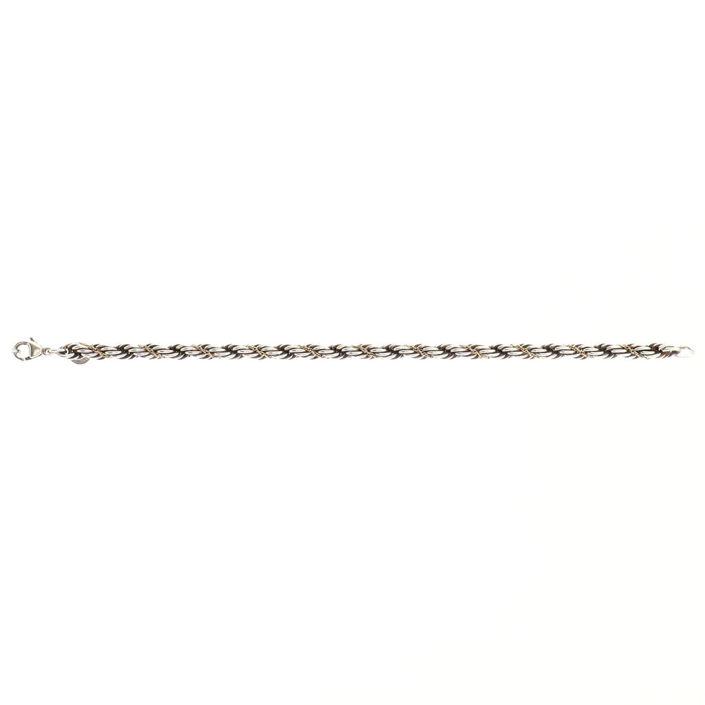 Rope Chain Bracelet Sterling Silver with 18K Yellow Gold