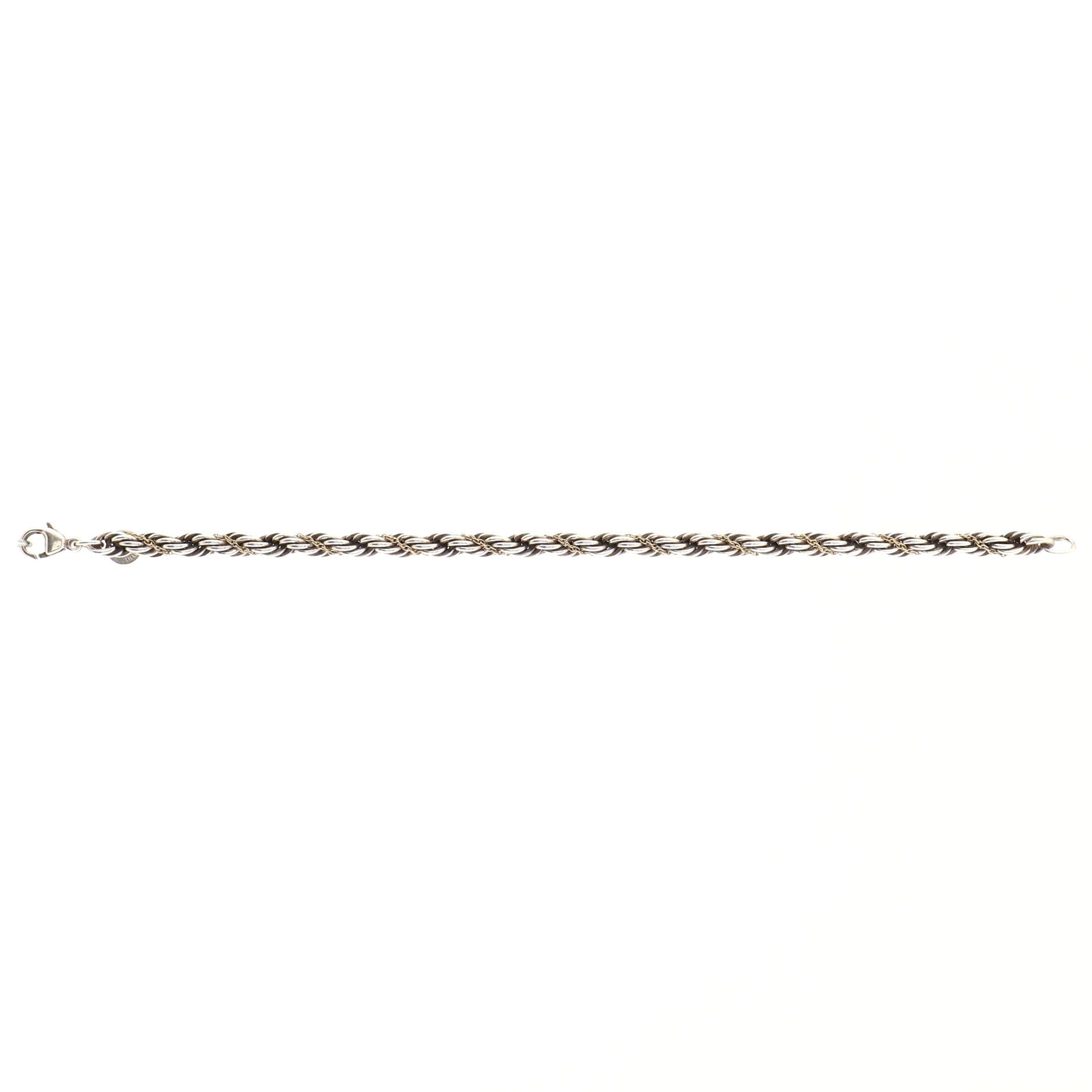 Rope Chain Bracelet Sterling Silver with 18K Yellow Gold