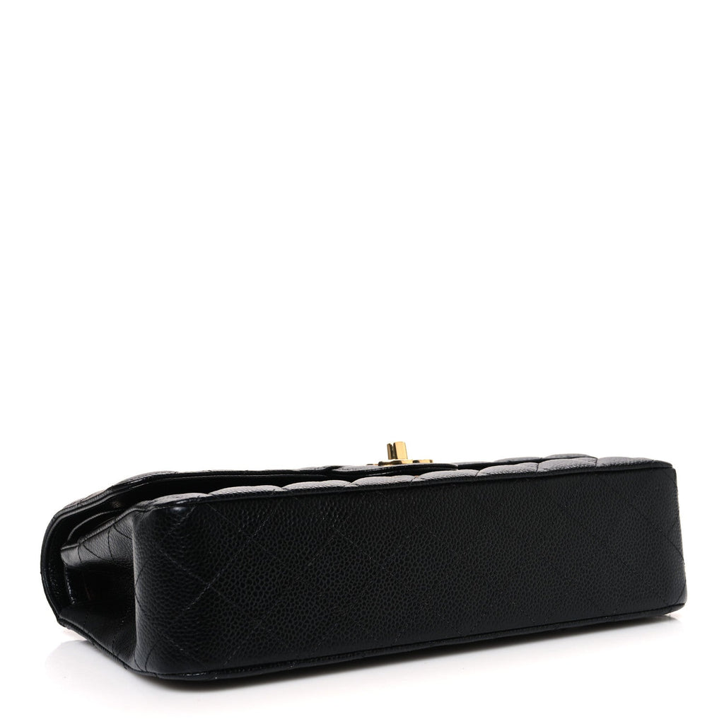 Caviar Quilted Medium Double Flap Black