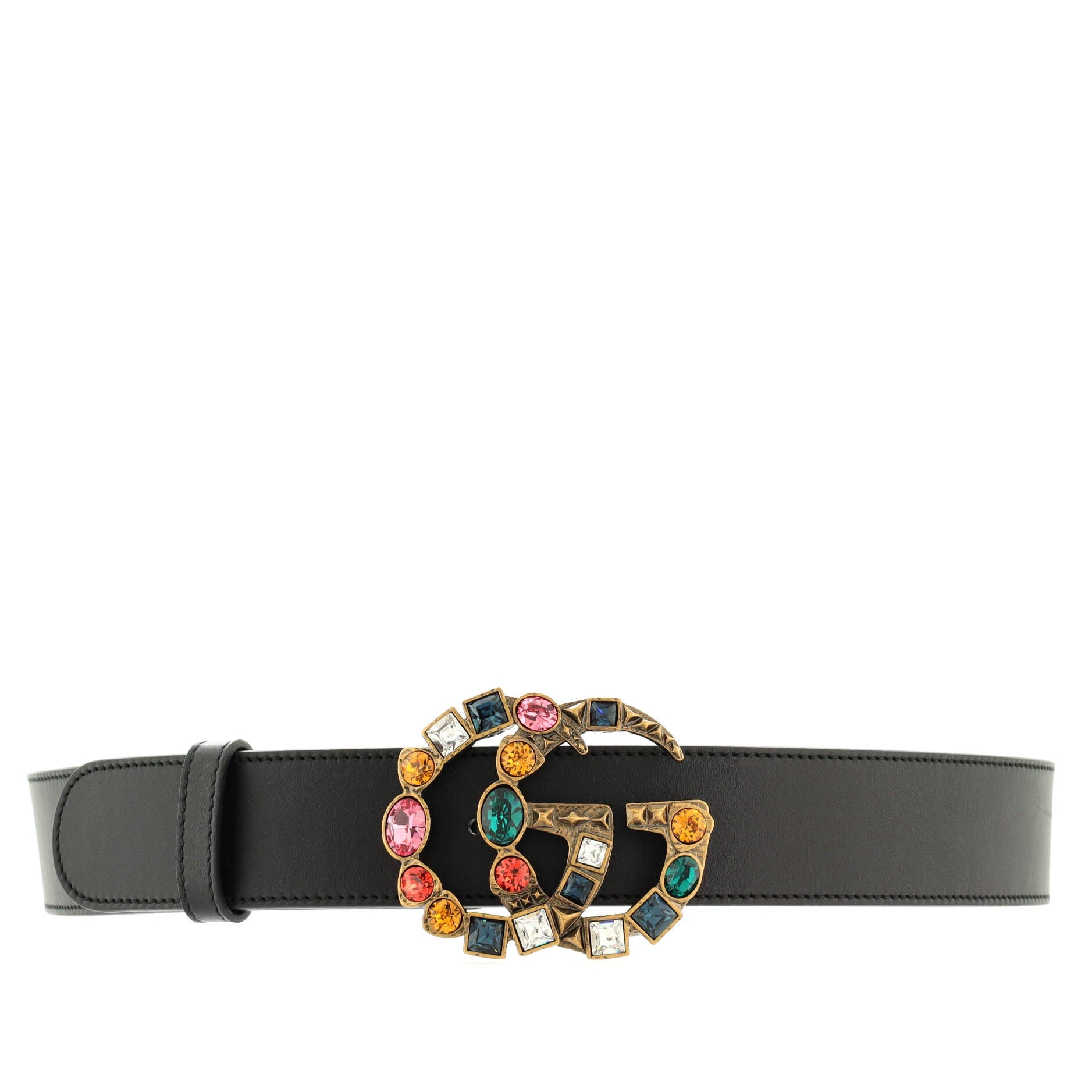 GG Marmont Belt Leather with Multicolor Crystals Wide 85
